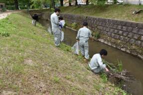 日大東北高校キャンパスまでしっかり清掃。