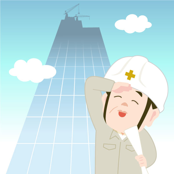 建設現場にいるキョージュ