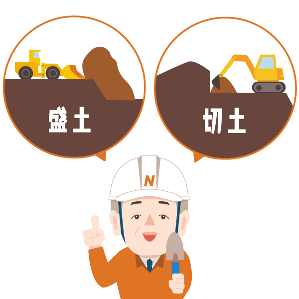盛土と切土を説明するキョージュ