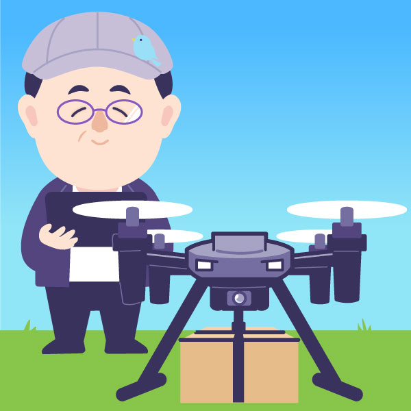 ドローンを操縦するキョージュ