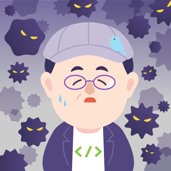 マルウェア（ウイルス）に囲まれるキョージュ